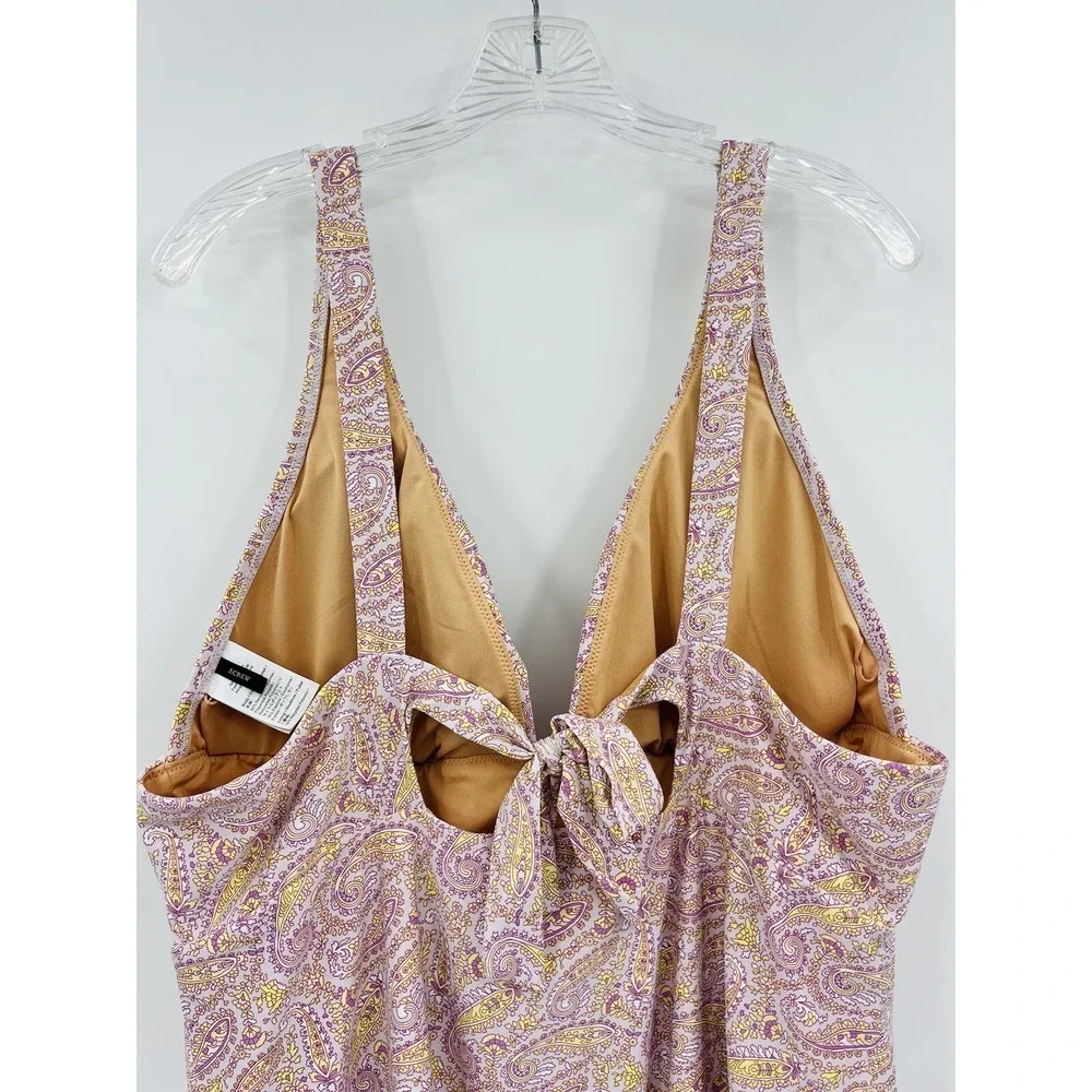 J Crew Swimsuit Women's Size 20 Tie Back One Piece Bathing Suit Lined Floral